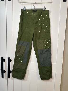 J. Crew Chino Cropped Green Floral Patch Pants Size 8